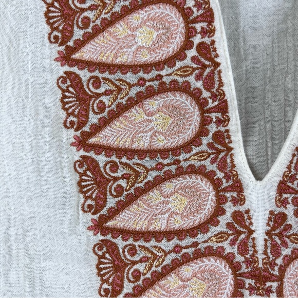 Spartina 449 Analyn Embroidered Tunic Blouse Embellished Tunic Gauze Boho XS - Picture 9 of 11